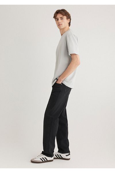 Mavi Graues Basic-T-Shirt mit Etikettendetail, lockere Passform 0611824 -70075