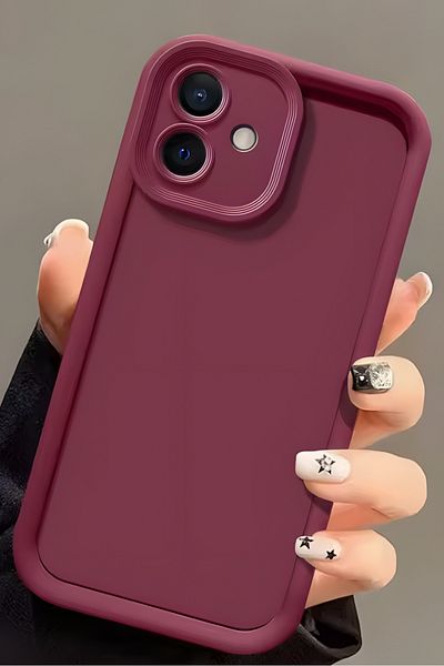 Fibaks Samsung Galaxy A06 Compatible Case Camera Protected Soft Textured Shock Absorbing Burgundy Silicone Cover