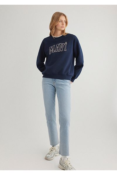 Mavi Marineblaues Sweatshirt mit Logo-Print 1611192 -70899
