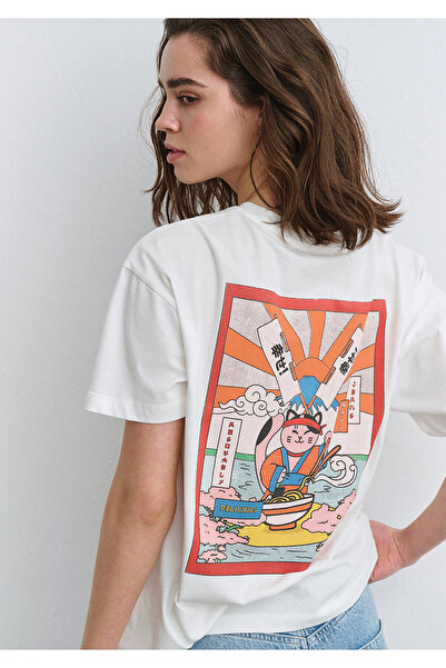 Mavi Finom nyomott fehér póló, laza szabású / laza, laza szabású 1613049 -70057