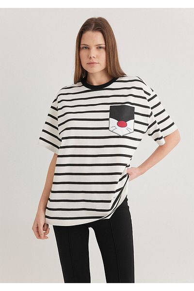 Mavi Tricou cu dungi cu imprimeu Sylvester Oversize / Wide Cut 1613255 -85407
