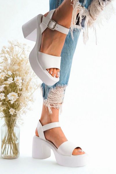 Moda Lime White High Side Buckle Single Stripe Open Front Skin Summer Women's Wedge Sole Sandals Shoes