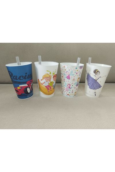 Gondol Straw Cup with Straw Set of 4 Mixed Colors