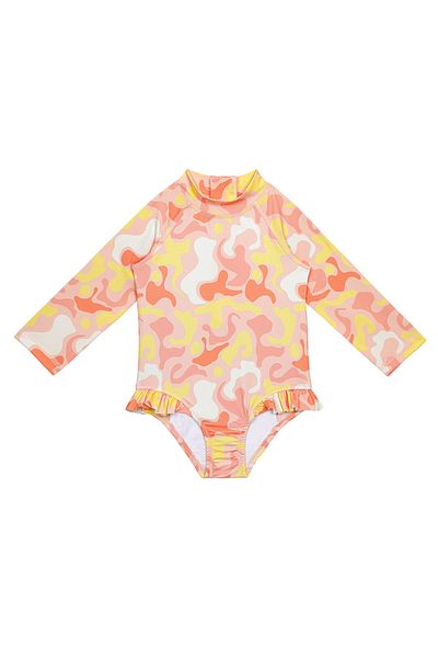 SAND MOTHER Uv Protection Long Sleeve One Piece Girls Swimsuit