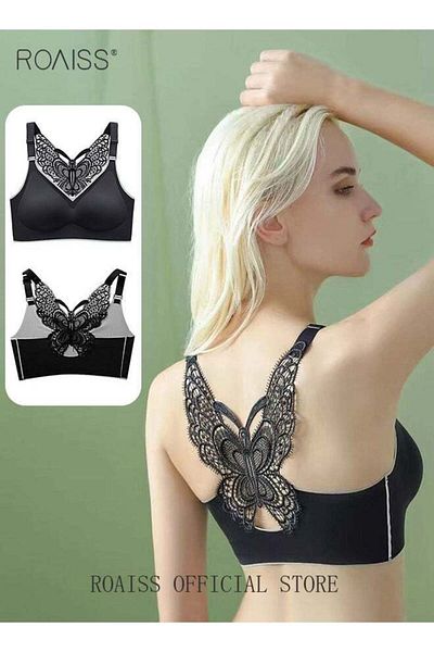 ROAISS Latex Bra No Steel Ring With Chest Pad Underwear Gathered No Trace Large Size Vest Style Bra for Wom
