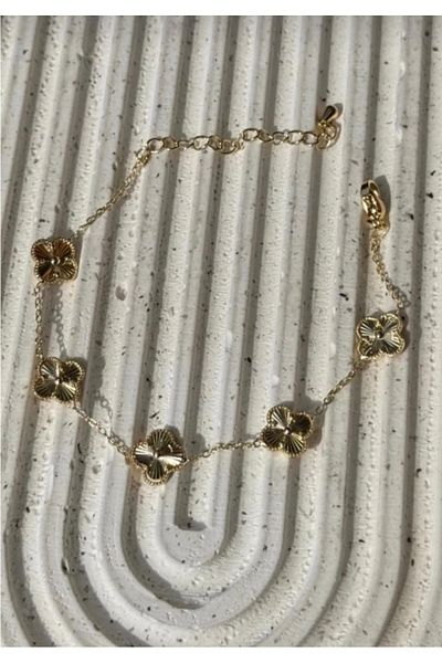 Çelik Five Clover Iron Jeweler Model Gold Bracelet (17cm Extension)