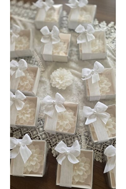 Sude Design 10 قطع شمعة لوتس مربوطة بشريط من الكتان # وعد # هدية # زفاف # خطوبة