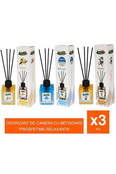 PureLife PureLife Reed Air Freshener – 120 ml, Set of 3 scents (Cotton, Vanilla, Sea Breeze)