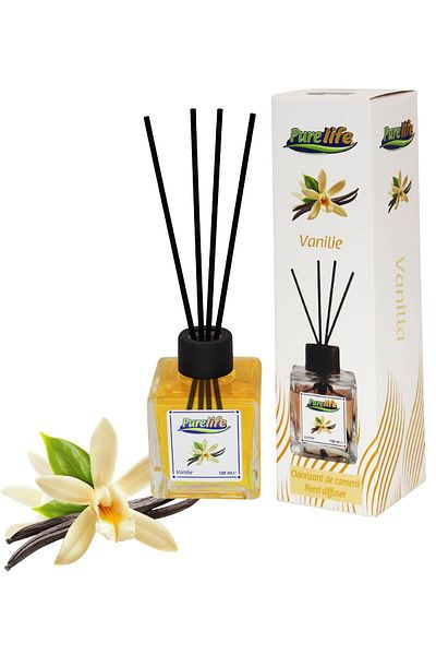 PureLife PureLife Reed Air Freshener – 120 ml, Set of 3 scents (Cotton, Vanilla, Sea Breeze)