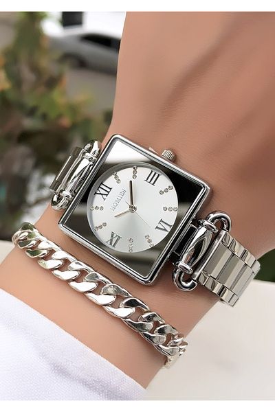 Homies Brand Wrist Watch and Bracelet with Steel Band - Two Colors Gift