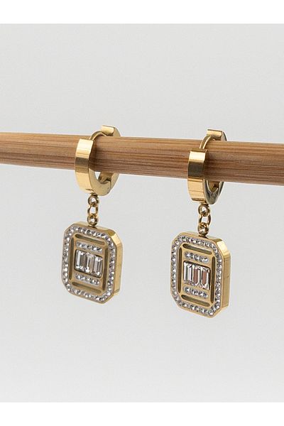 Siya Silver 316L Tarnish Stainless Steel Dangle Baguette Earrings