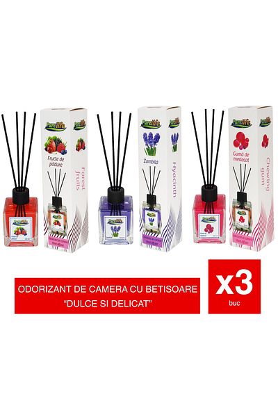 PureLife PureLife air freshener 120ml, set of 3 flavors: chewing gum, berries, hyacinth - pleasant fragrance.
