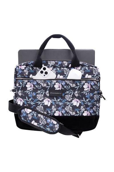 BloominBag حقيبة كمبيوتر محمول / ماك بوك للنساء مقاس 15-16 بوصة باللون الأسود الكرز