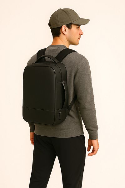 Çantacım Leather Laptop Backpack with USB Apparatus 15.6" Waterproof Black