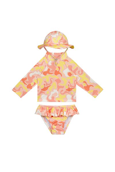 SAND MOTHER Baby Girl Swimsuit Set with Uv Protection Long Sleeve