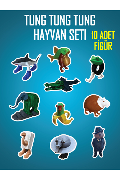 GiginGo Tung Tung Tung Sahur Hayvan Seti - Brainrot Hayvan Figürleri - 10 Adet