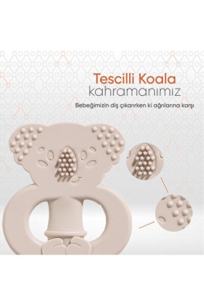 Gezenbebe Hero Bebek Diş Kaşıyıcı & Diş Fırçalama Eğitmeni Mink Bej, Silikon Dişlik