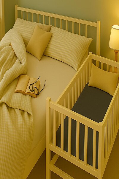 COTENCONCEPT 2 Pieces 70 X 120 X 20 cm Mother's Side Elastic Combed Cotton Fabric Baby Bed Sheet