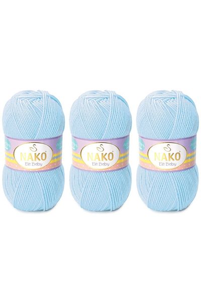NAKO Elit Baby Anti-pilling Νήματα πλεξίματος χεριών 100 gr 3 τεμάχια Χρώμα 4687 Baby Blue