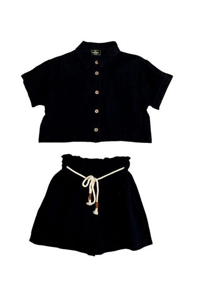 Zekids Țesătură de muselină pentru fete - Set pantaloni scurți tăiați