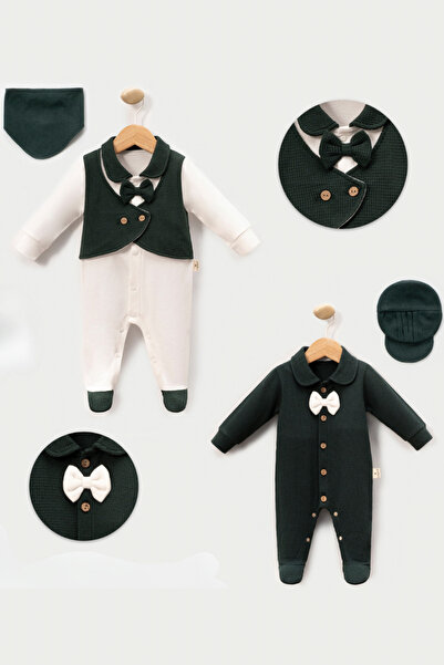 Cherub Baby Waffle Fabric Bow Tie Newborn Baby Boy Double Jumpsuit Set