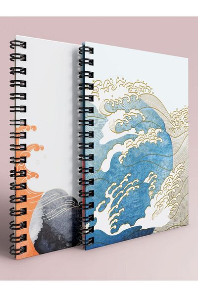 Apeirona | Limitless Art Checked and Striped Notebook Set - A5 - Steel Spiral - 2x80 Pages