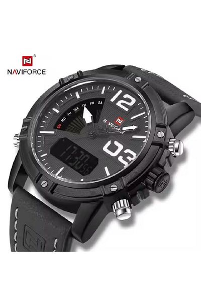 Naviforce 9095 Men's Luxury Quartz Watch – Genuine Leather Strap,– Elegant & Durable Timepiece