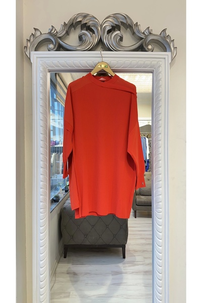 Invee Omzu Chiffon Detailed Tunic - Orange