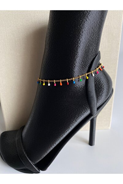 FIERA JEWELRY الخرز الملون الفولاذ المقاوم للصدأ خلخال الذهب