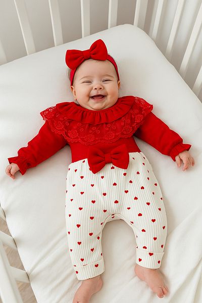 Cherub Baby Helena 100% Cotton Heart Lace Baby Jumpsuit