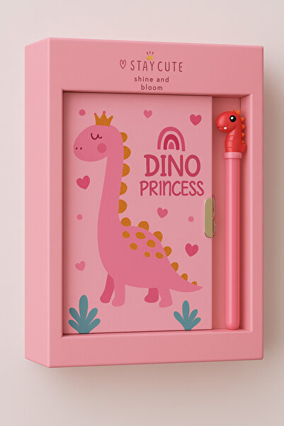 Taros Dino Serisi Kilitli Hatıra Defteri (Günlük) ve Jel Kalem