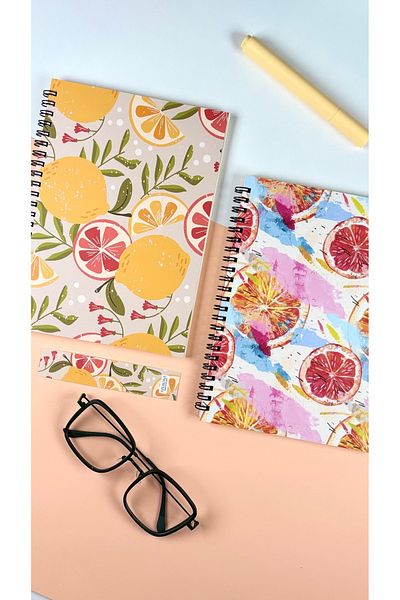 Apeirona 2 Notebooks - Steel Spiral - Unlined - A5 - Total 180 Pages - Thick Paper
