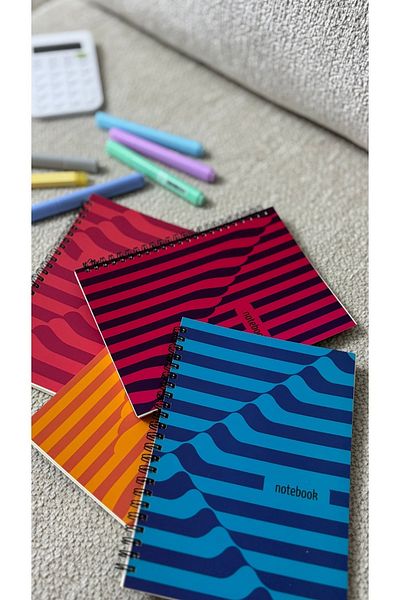 Apeirona 4-piece Checked School Notebook Set - A5 - 90 Pages