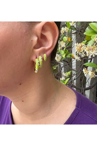 MODA Green Colorful 3-Piece Steel Earring Set – Eye-Pleasing, Stylish and Modern Design