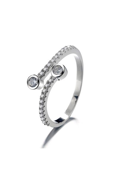 delis Inel Reglabil Argint 925, Jw1354, Model Elegant Cu Pietre, Placat Cu Rodiu