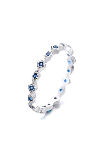 delis 925 silver ring, JW1374, elegant model with blue stones, rhodium plated