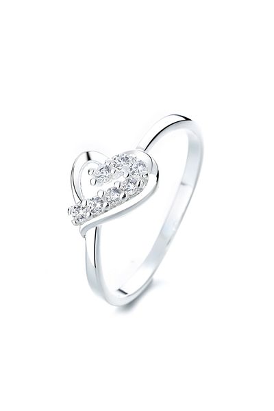 delis Inel Argint 925, Jw1384, Model Inima, Placat Cu Rodiu