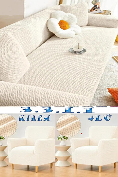 nurlan Tuğla Desen Jakarlı Koltuk Kılıfı,koltuk Örtüsü Takımı 3311 Lastikli,y...