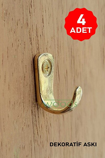 sywoods Dekoratif Tekli Askı 4 Adet Ve Vidaları Sarı Aksesuar Tasarım Hobi Ah...