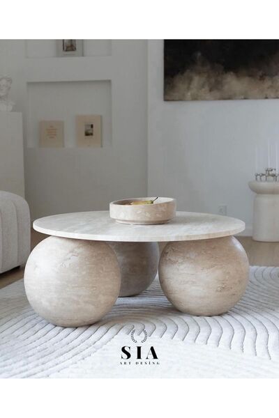 SİA ART DESİNG Doğal Traverten Orta Sehpa