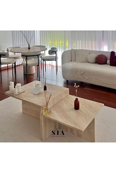 SİA ART DESİNG Doğal Traverten Orta Sehpa