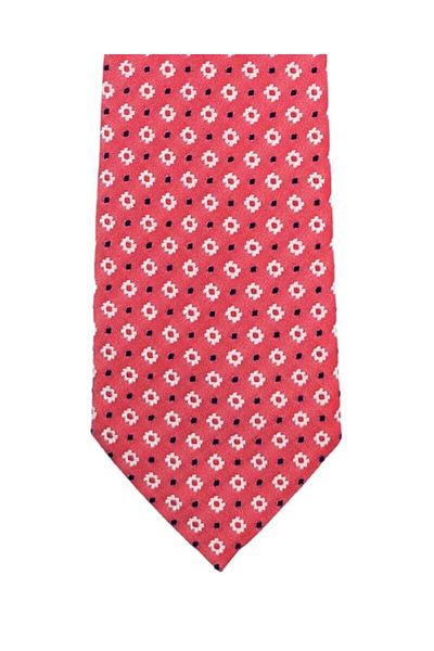 1001 Kravat Floral Patterned 7.5 cm Wide Red Silk Tie