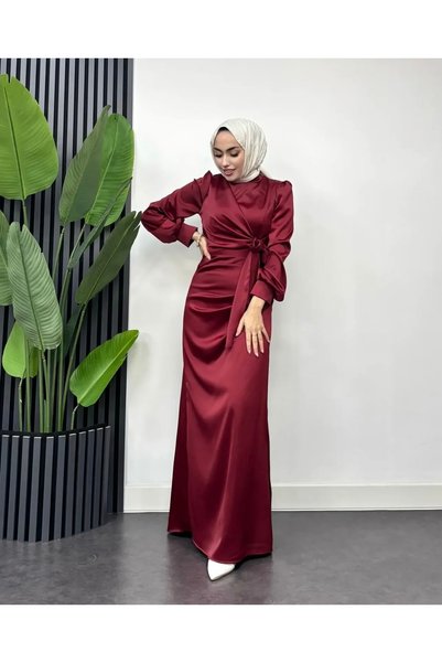 modasusev Rochie de seara Hijab cu cravata laterala