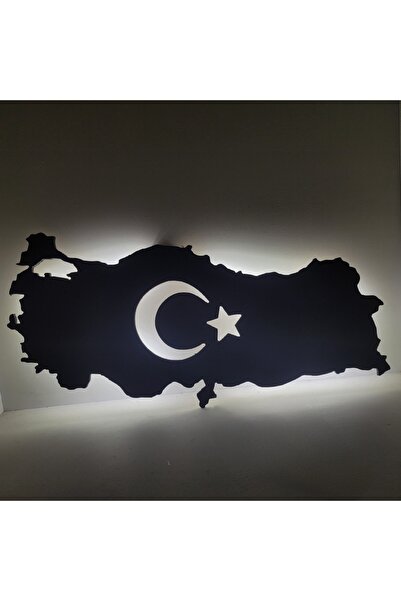 Destina Ahşap - Destina Ahşap Bayrak Temalı Led Aydınlatmalı Türkiye Haritası- Led Tablo