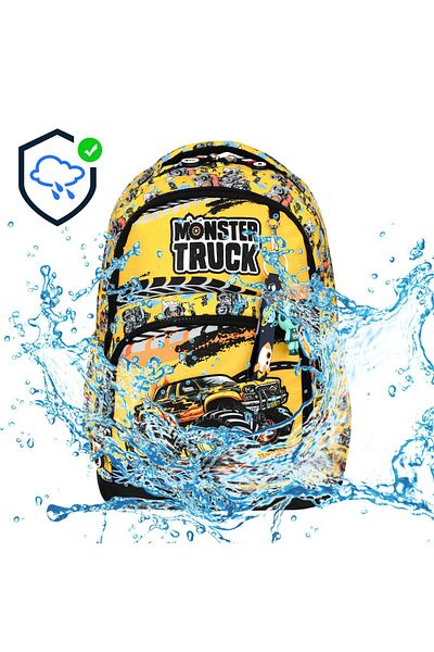 Bodmar Çanta Since 2023 Moster Truck Patterned Triple Boys Primary School School Bag (Bag Thermal Lunch Pen Holder)