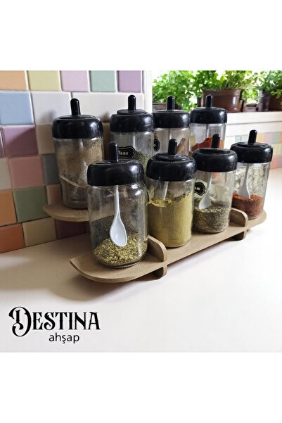 Destina Ahşap - Destina Ahşap Tezgah Düzenleme Rafı-Baharatlık-Çok Amaçlı Raf...