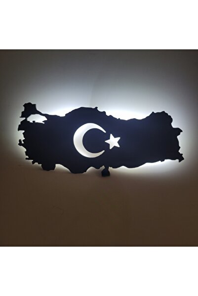 Destina Ahşap - Destina Ahşap Bayrak Temalı Led Aydınlatmalı Türkiye Haritası- Led Tablo