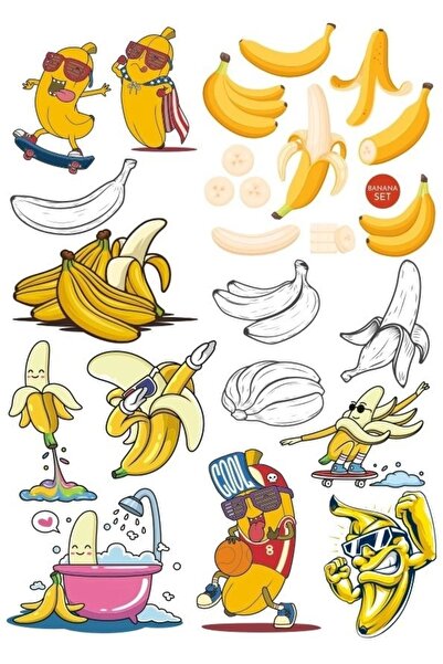 Reysa Tasarım مجموعة ملصقات الموز 20 قطعة للهاتف والكمبيوتر اللوحي والكمبيوتر...