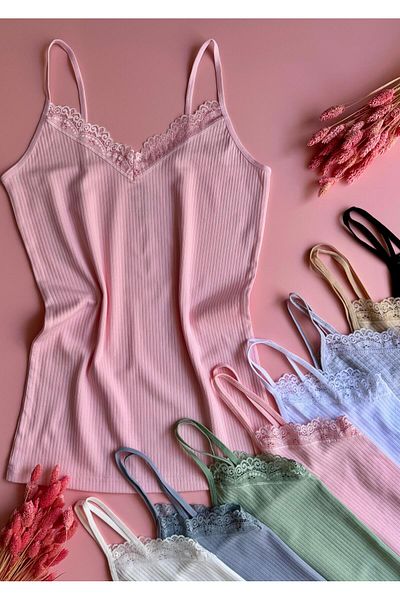 VicTroy Lacy 8-Piece Rope Strap (All Colors) Modern Ribbed Cotton Women's Undershirt