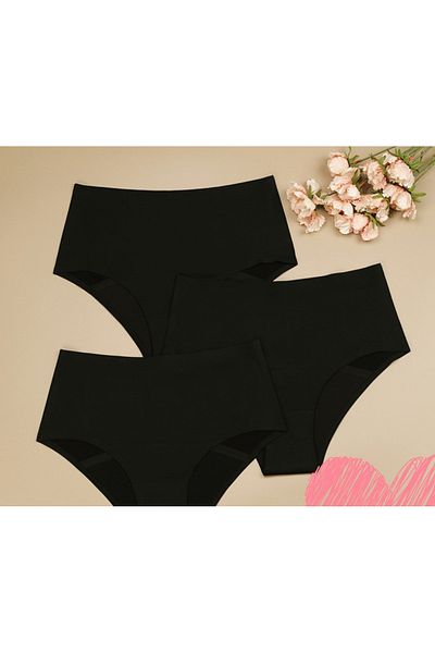 CEGEB 4 Pack High Waist Basic Laser Cut Bikini Panties Kilot 4 Pack